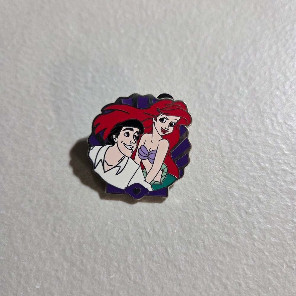 Disney Pin Trading Unisex OS Purple Ariel and Prince Eric Shell Enamel Pin 2017
